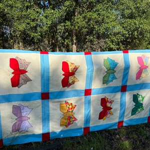 Vintage Applique Butterfly quilt top 68' x 88"