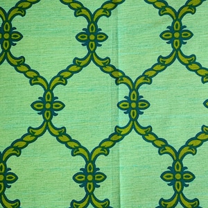 Vintage Geometric Pattern Taffeta-Shot Silk, Screen Printed Fabric c.1970s. 3 Panels, Rare Soft Furnishing Remnant Fabric.