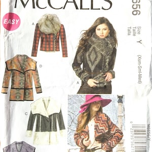 May include: A sewing pattern for a jacket with different design options. The pattern is for sizes X-Small, Small, and Medium. The pattern is labelled "Easy" and "M6656".