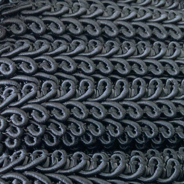 Black Passementerie Braided Trim - Gimp. Bulk lot 28m. Vintage new old stock. Soft Furnishing Trim, Lampshade Trim. 1cm width.