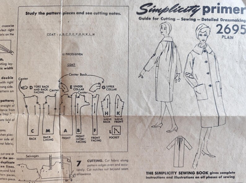 Strathmore Pattern 2695 1950s Vintage Simplicity Pattern 2695. Size 16 AU/UK, Cut Perforated ...