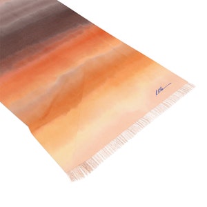 Lightweight Women&#39;s Polyester Scarf / Large Brown Orange Shawl / Pashmina like scarf / Unique Gift for her / Birthday Gift /Anniversary