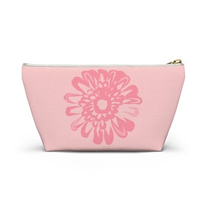 COSMETIC MAKEUP BAG / Breast Cancer Bag / T-bottom Accessory Pouch / Flower Gift for Her / Under 30 Gifts / Birthday Gift /Toiletry Bag Gift