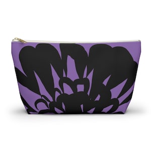 Black Flower on Purple Accessory Pouch w T-bottom