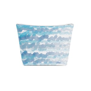 COSMETIC MAKEUP BAG / Blue Zipper Pouch / Holiday Gift for Her / Travel Toiletry Bag / Blue Makeup Bag / Organizer Pouch / Birthday Gift