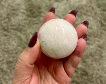 Polished Mangano Calcite Sphere | Heart Chakra Healing Stone