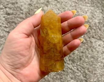 Golden Healer Quartz Tower – Energy Cleansing, Healing Crystal Point, Chakra Alignment, Spiritual Gift