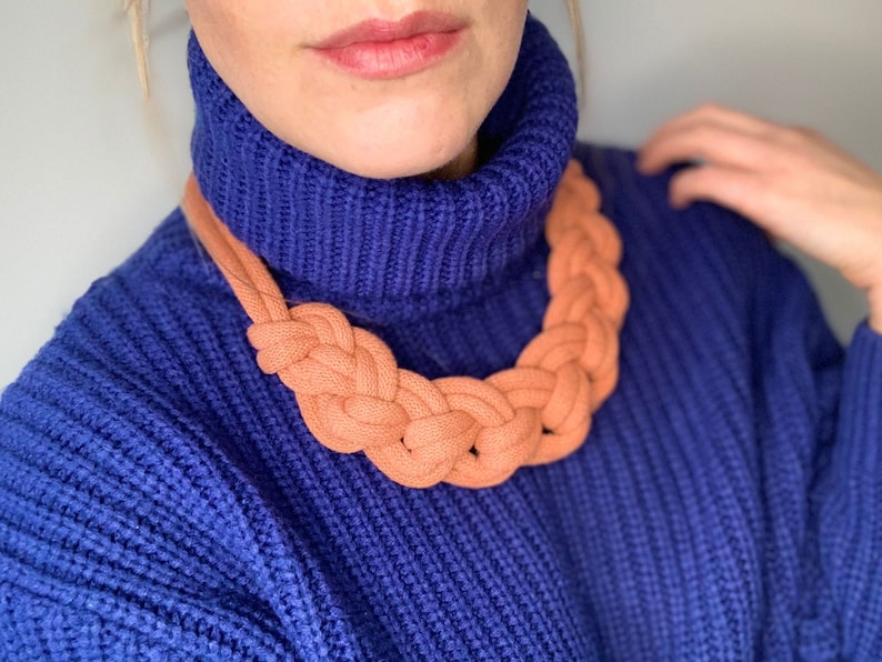 Loop Knot Necklace Rope Necklace. Recycled Cotton Cord. Etsy UK