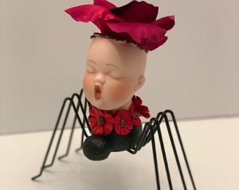 Rosie mixed media art OOAK doll art assemblage art BOHO spider art
