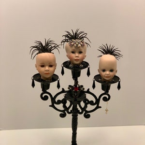 LADY TREMAIN mixed media art doll art assemblage art OOAK candelabra