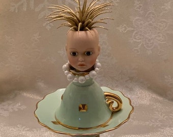 VERONICA mixed media art OOAK doll art assemblage art BOHO