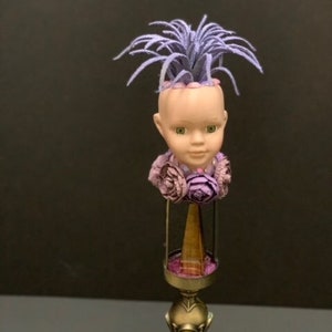 TRIXIE mixed media art OOAK doll art assemblage art BOHO 15&quot; x 3&quot;