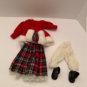 Vintage Christmas Girl Doll Outfit Doll Clothes