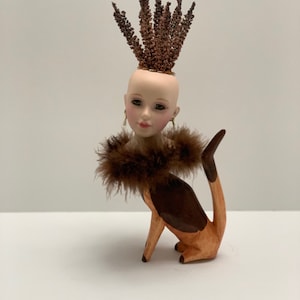 FELICIA mixed media art OOAK doll art assemblage art BOHO
