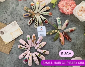HAIR CLIPS| S 6cm| Unique floral embroidery hair clips, Fabric covered hair snap clips, Barrettes, Handmade Hair accessory for baby girl