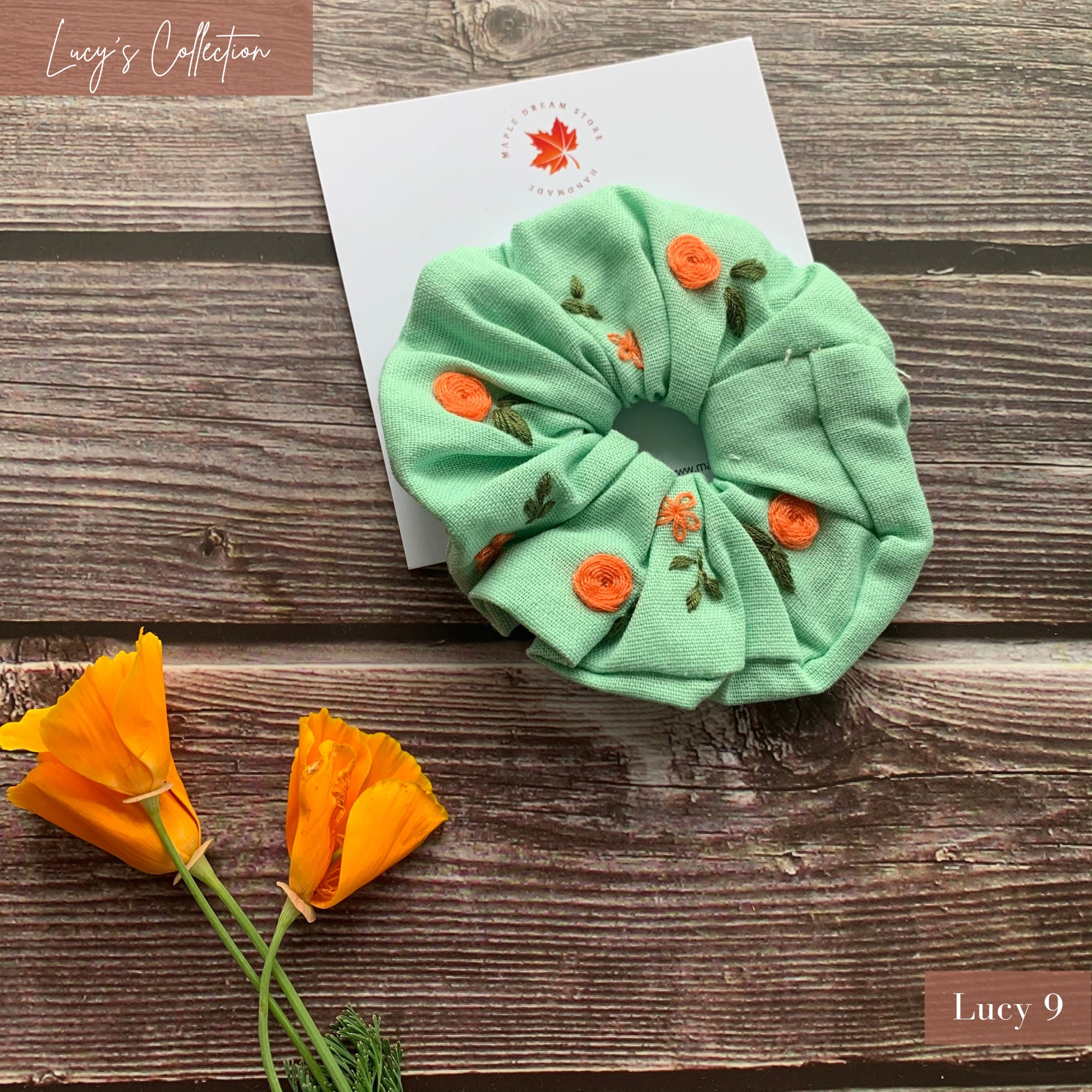 SCRUNCHIES Embroidery Linen hair tie Woman hair accessory Etsy