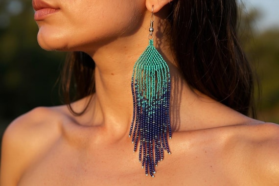 Native American Fringe Earrings - 5-inch