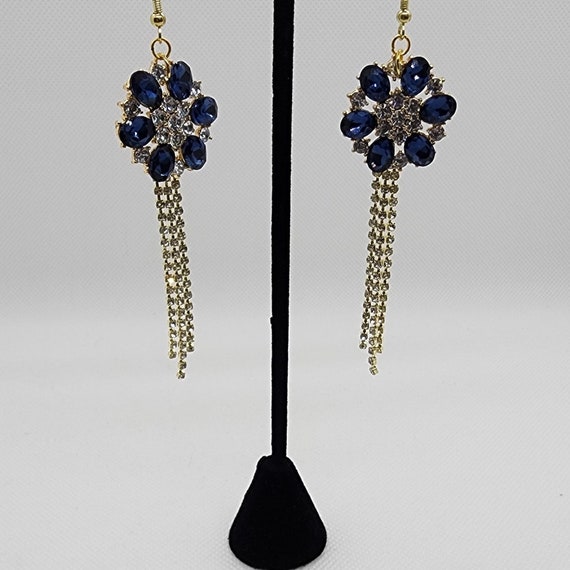 Royal Blue Button Earrings