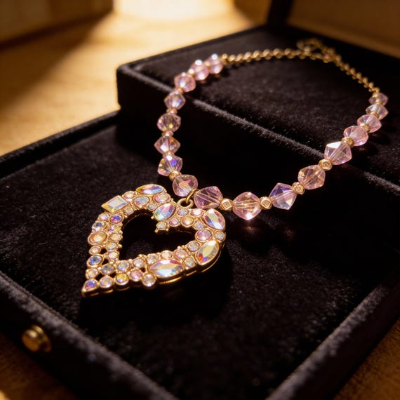 Valentine Necklace - Rhinestone Heart