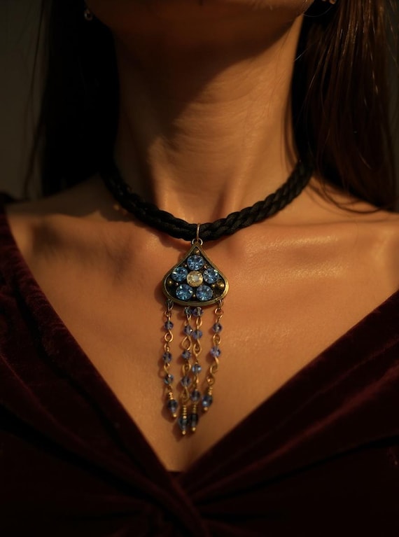 Blue Floral Choker
