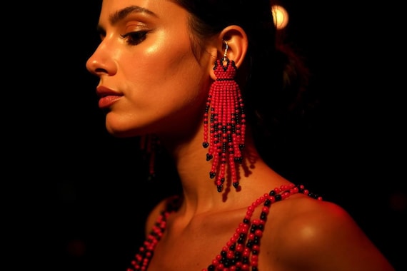 Red Dress Dangle Earrings