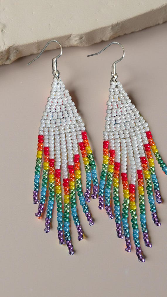 Earrings - Fringe Rainbow