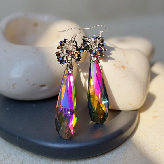Dangle Earrings - Purple Crystals