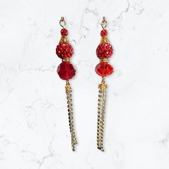 Red Ball Dangle Earrings