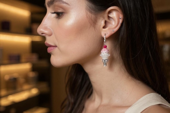 Dangle Earrings - Strawberry Sundae!