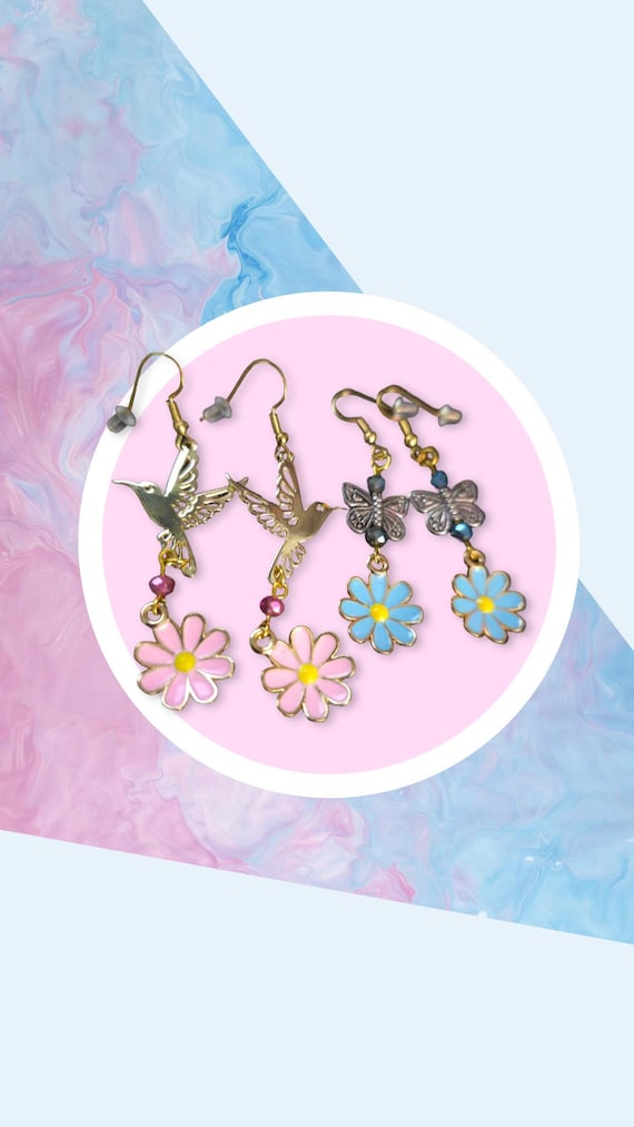 Girls Flower Earrings - 2 Pair
