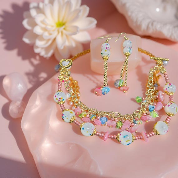 Girl's Bracelet Set - Pink Shell
