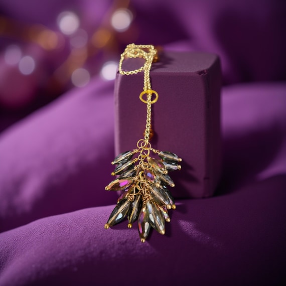 Lariat Pendant Necklace with 24" gold chain in fall colors