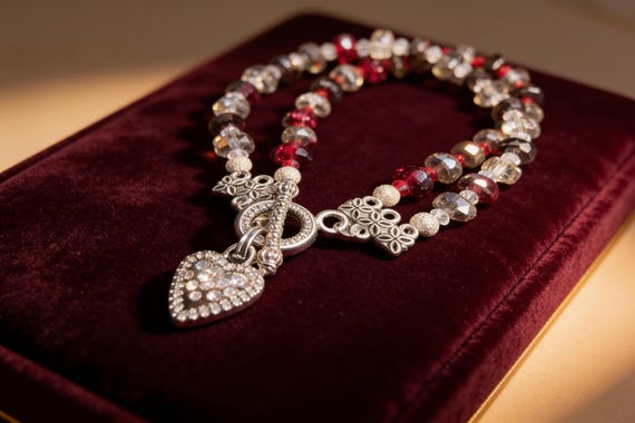 2-strand Red & Crystal Bracelet