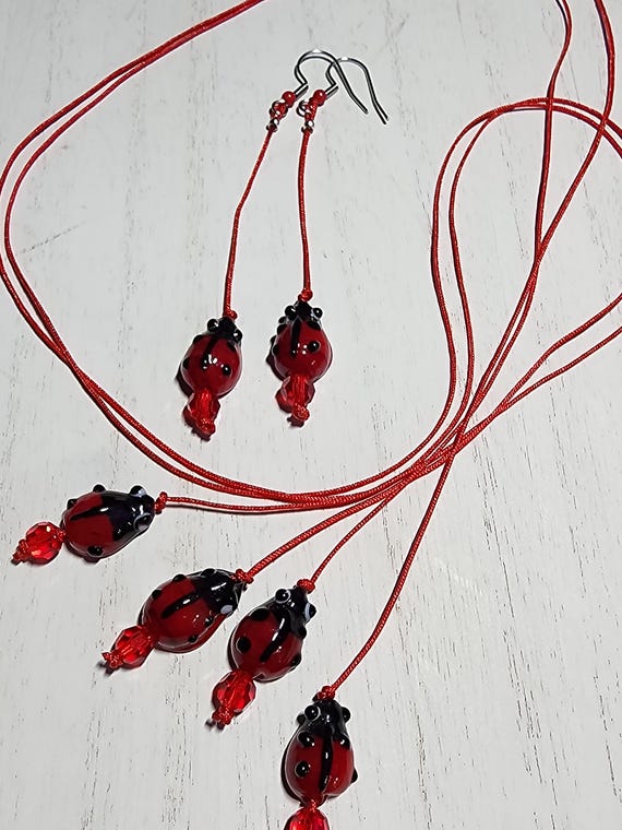 Ladybug Lariat Necklace