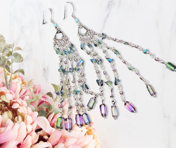 Crystal Triangle Drop Earrings