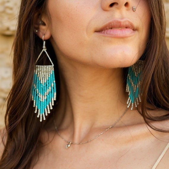 Blue & Silver Dangle Earrings