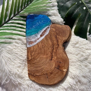 Ocean Charcuterie Board, Resin Charcuterie Board, Ocean Waves Cutting Board, Nautical Cheese Serving Tray, Beach House Decor Gift