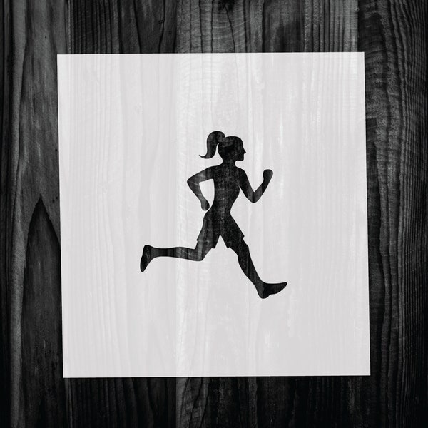 Running girl Stencil, Mylar reusable stencil, Stencil, FAST SHIPPING