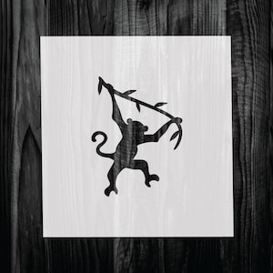 Swinging Monkey Stencil, Mylar reusable stencil, Stencil, FAST SHIPPING