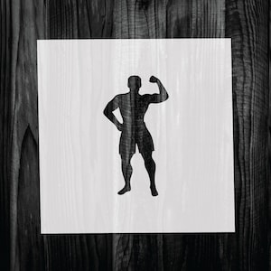 Muscle Man Stencil, Mylar reusable stencil, Stencil, FAST SHIPPING