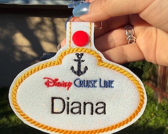 Magical Cruise Line Name Badge Key Fob Luggage Tag Key Chain