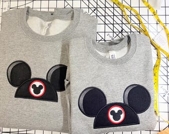 Machine Embroidered Appliquéd Felt Mouse Ear Hat Sweatshirt Adult and Youth