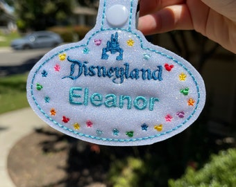Magical Theme Park Name Badge Key Fob Luggage Tag Key Chain