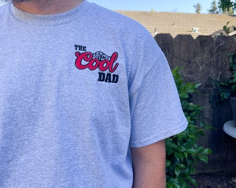 Embroidered "The Cool Dad" Tee - Unisex Gray Gildan Shirt