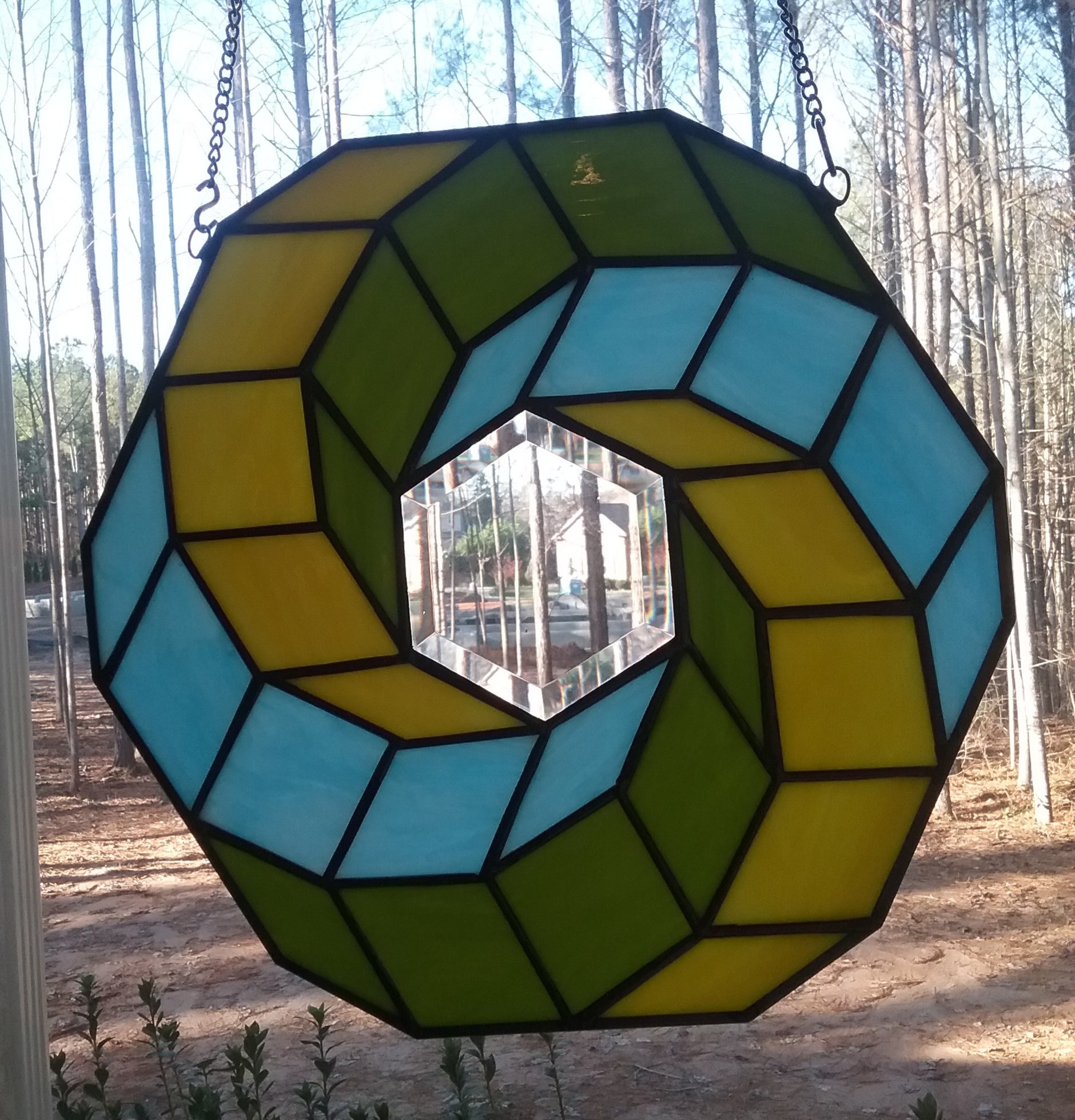 Stained Glass Hexagon Etsy
