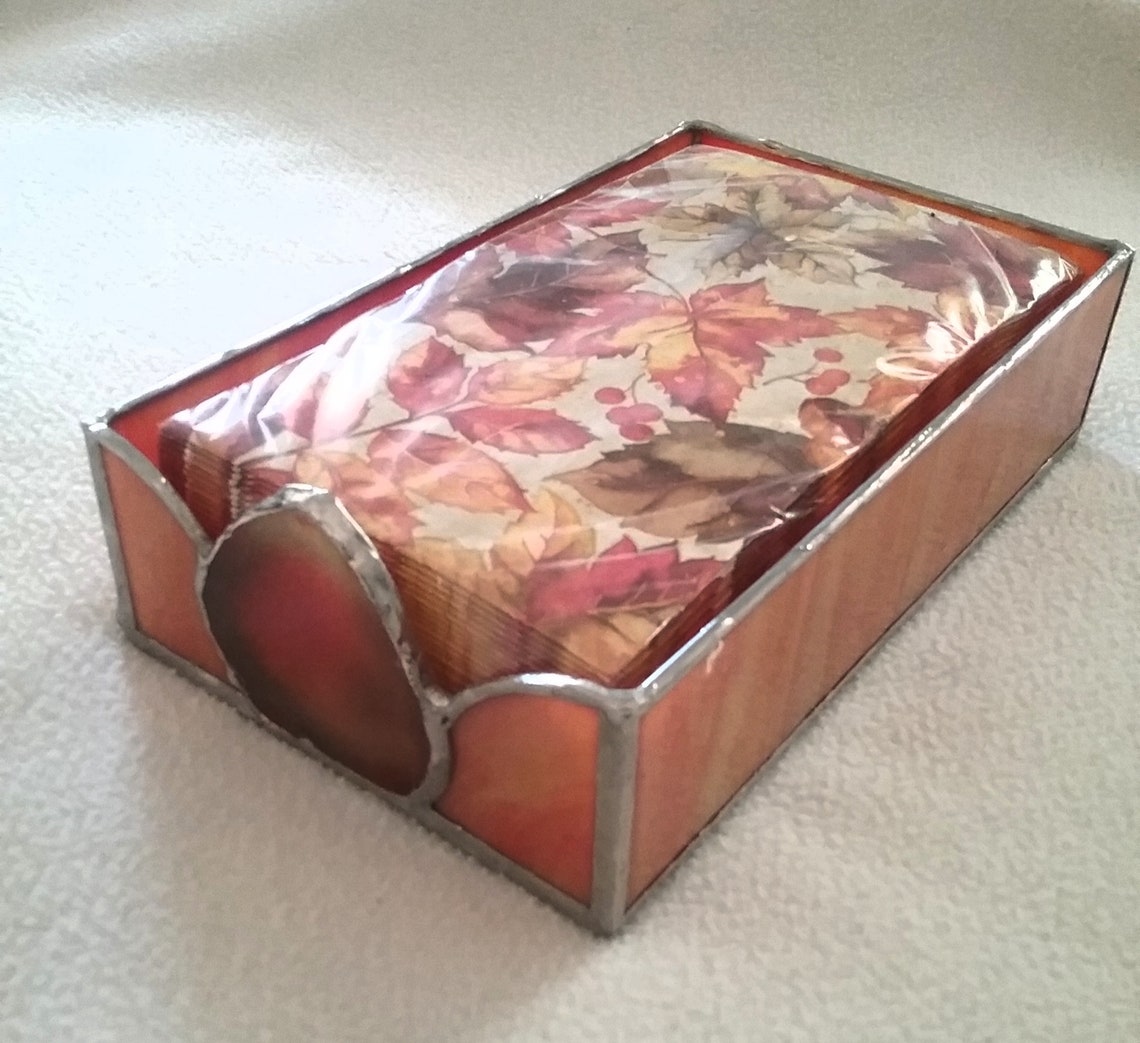 Autumn Stained Glass Napkin Holder Etsy