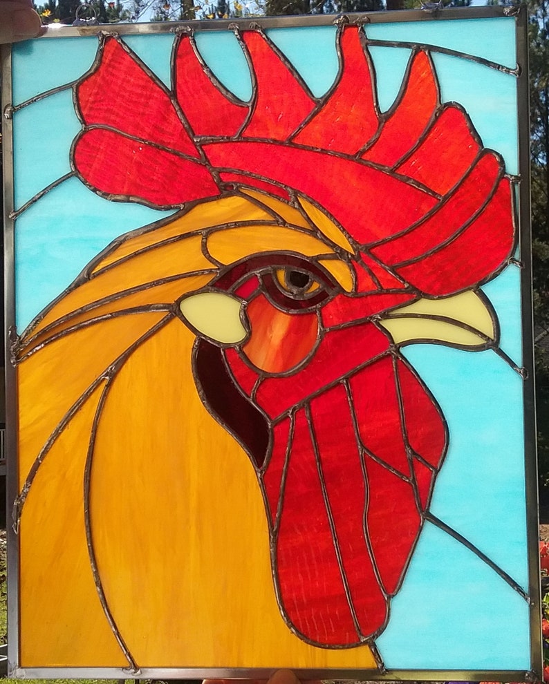 Rooster Stained Glass Suncatcher Etsy Denmark