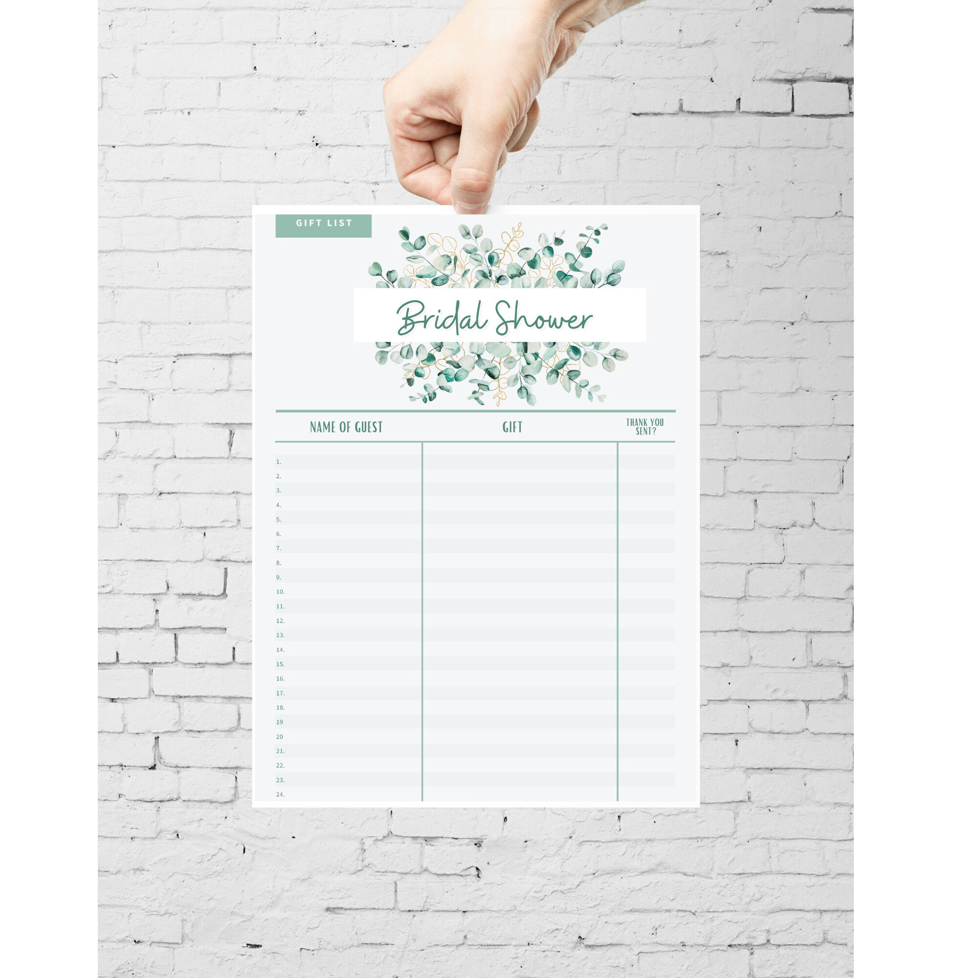 Bridal Shower Gift List Printable Modern Floral Printable Etsy UK