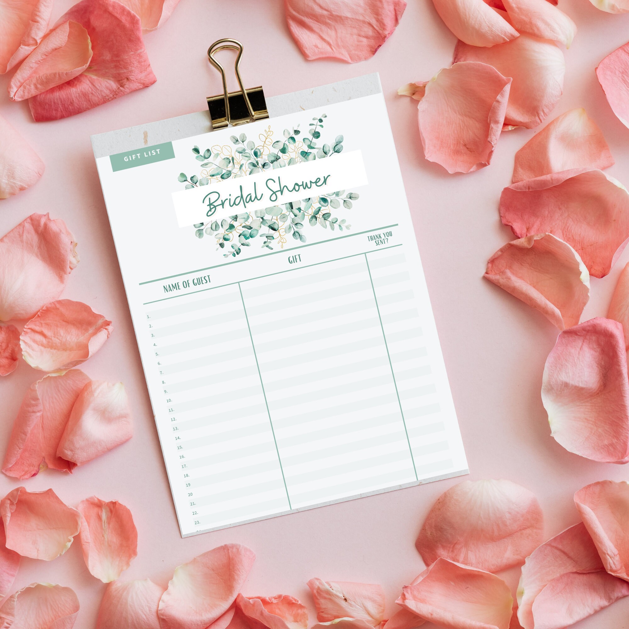 Printable Bridal Shower Gift List Modern Floral Printable | Etsy