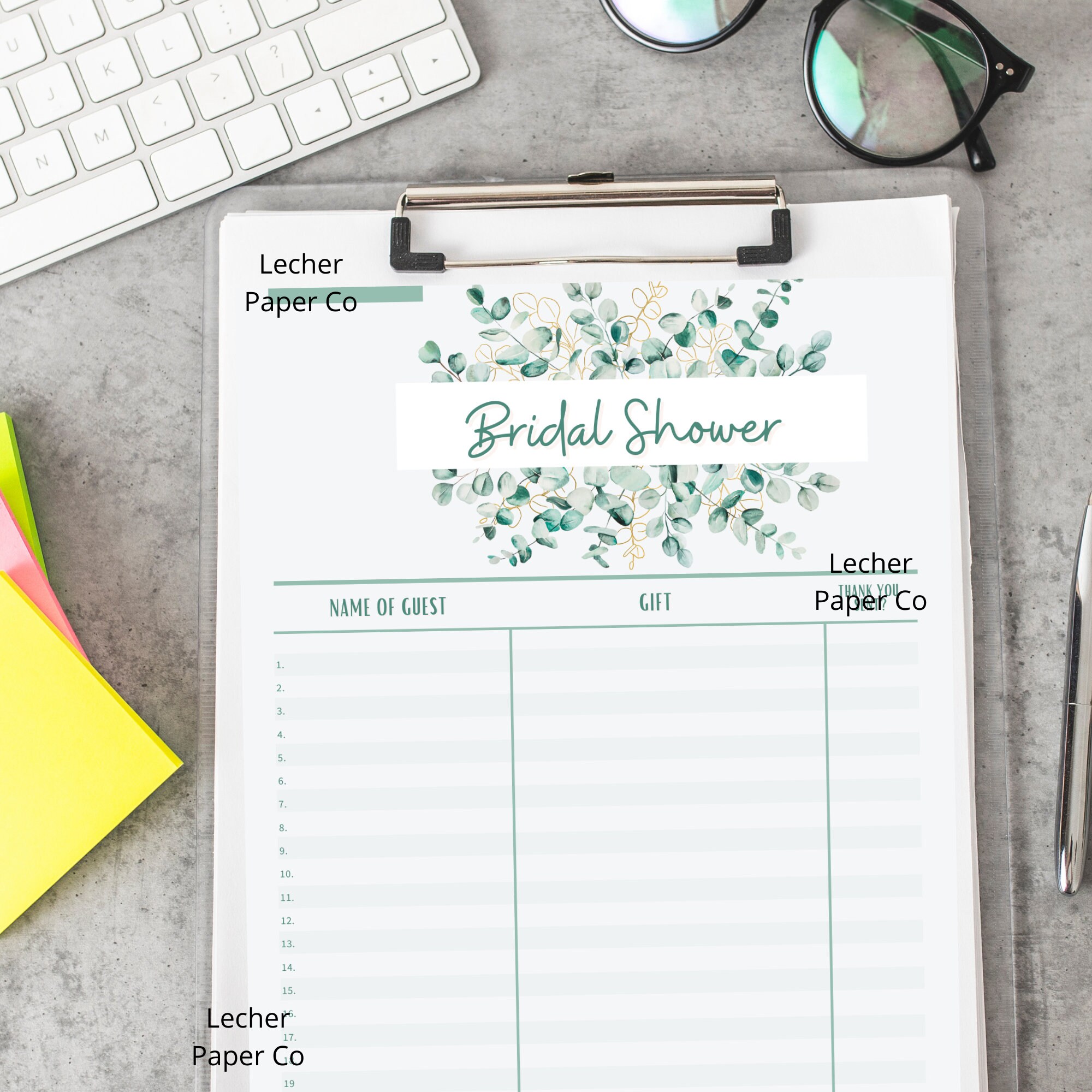 Printable Bridal Shower Gift List Modern Floral Printable Etsy